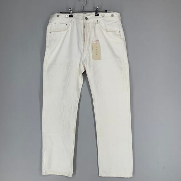Mnml Repaired Denim Jeans Men 34 White Straight Leg Button Fly Pockets NEW 31